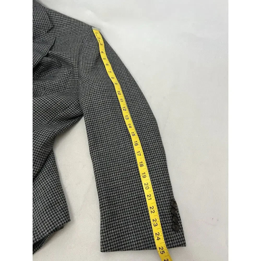 Lauren Ralph Lauren Blazer Men's 44R Gray Wool Houndstooth Sport Coat Jacket
